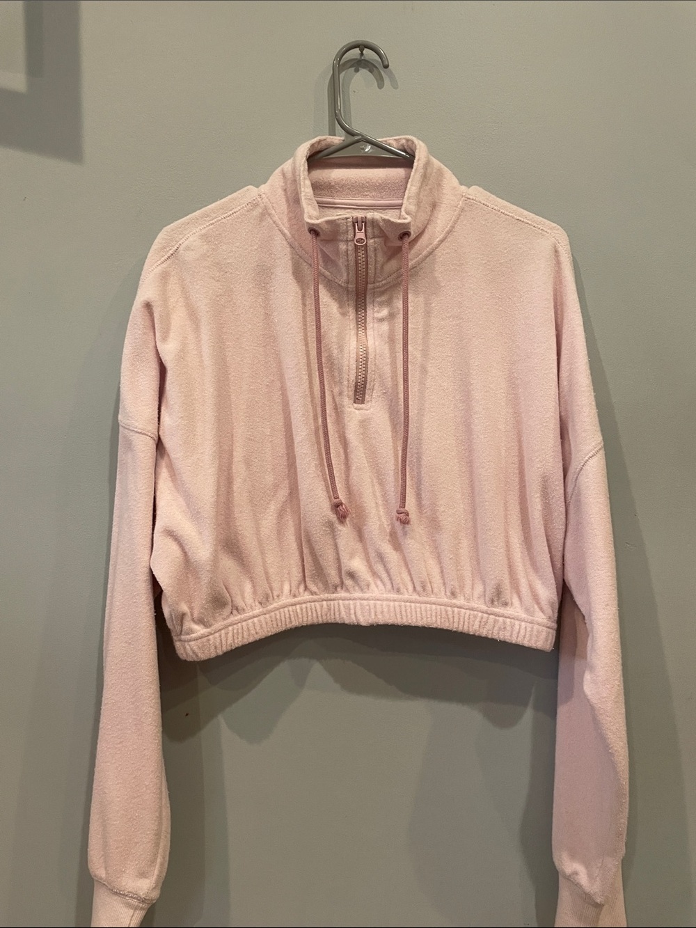 Cropped Half-Zip Pullover Sweatshirt in Light Pink pacsun medium